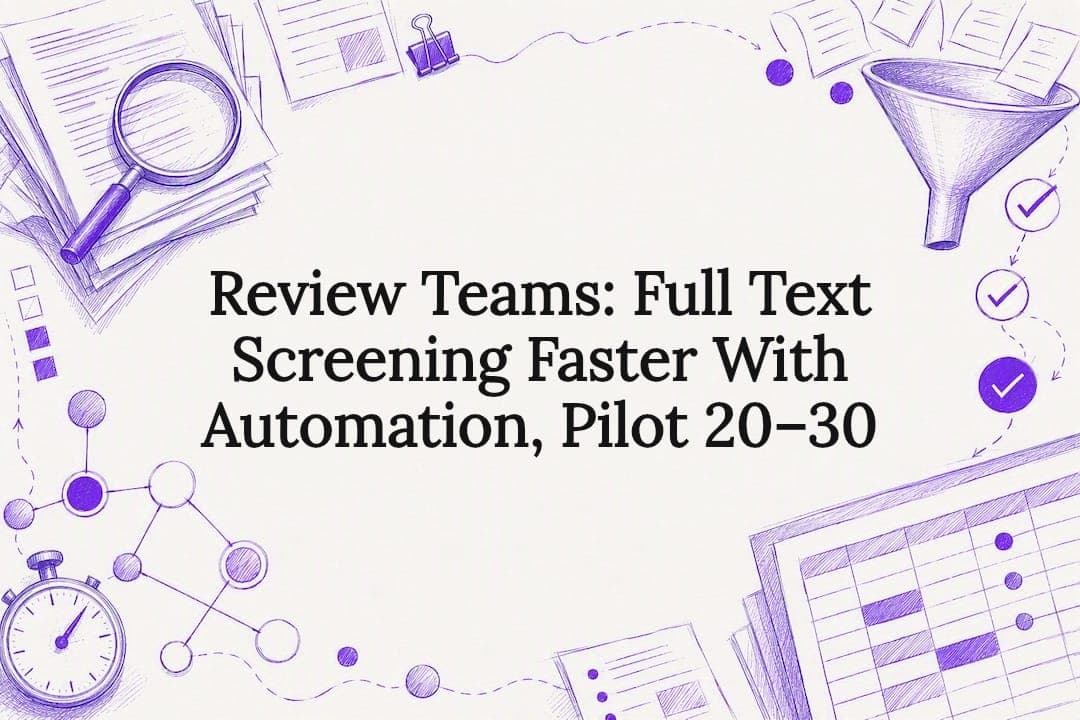 Review Teams: Full Text Screening Faster With Automation, Pilot 20–30