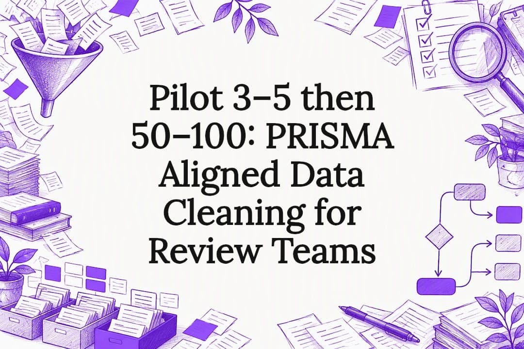 Pilot 3–5 then 50–100: PRISMA Aligned Data Cleaning for Review Teams